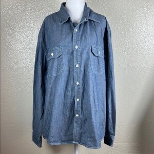 PERRY ELLIS/Men’s Blue Denim Button-Up Shirt/ 100% COTTON/ Size XXL